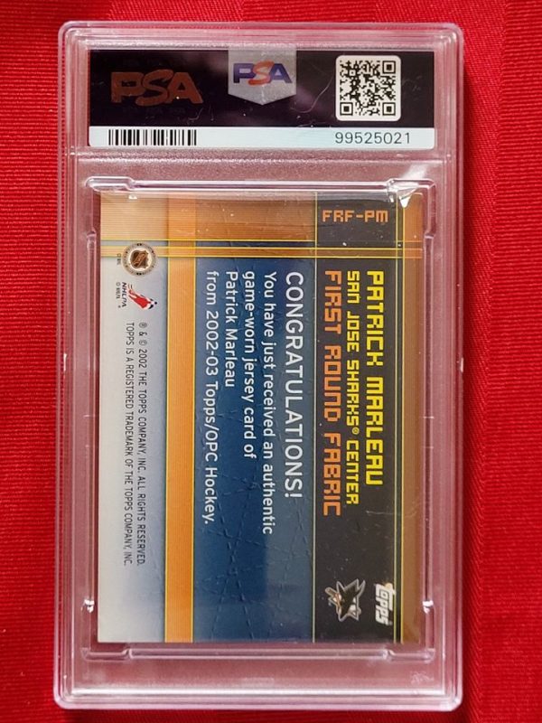 Graded & Sealed, 2002 Patrick Marleau, 1st Round Fabric, San Jose Sharks Hockey Card