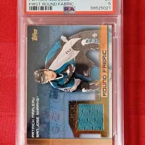 Graded & Sealed, 2002 Patrick Marleau, 1st Round Fabric, San Jose Sharks Hockey Card