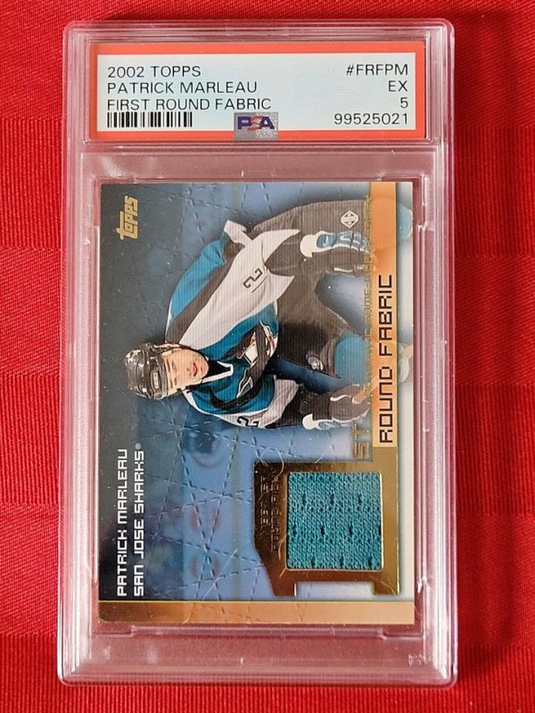 Graded & Sealed, 2002 Patrick Marleau, 1st Round Fabric, San Jose Sharks Hockey Card