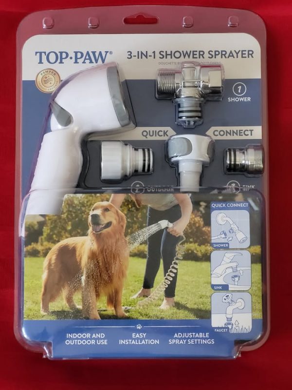 BRAND NEW, TOP PAW, 3 IN 1 DOG GROOMING SHOWER SPAYER, STILL SEALED!!!