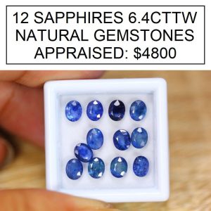 12 BLUE SAPPHIRES, 6.4 CTTW, NATURAL GEMSTONES!!!