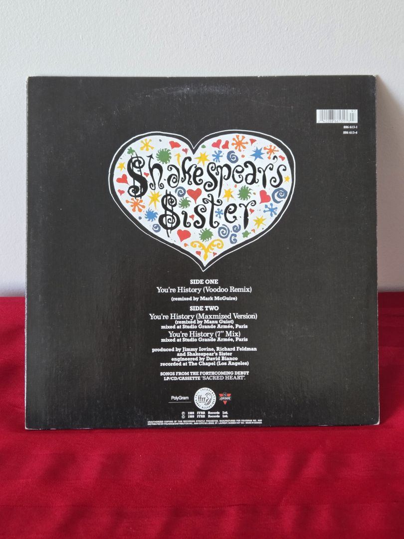 VINTAGE 1989, SHAKESPEAR'S SISTER, YOU'RE HISTORY 12" E.P.!!!