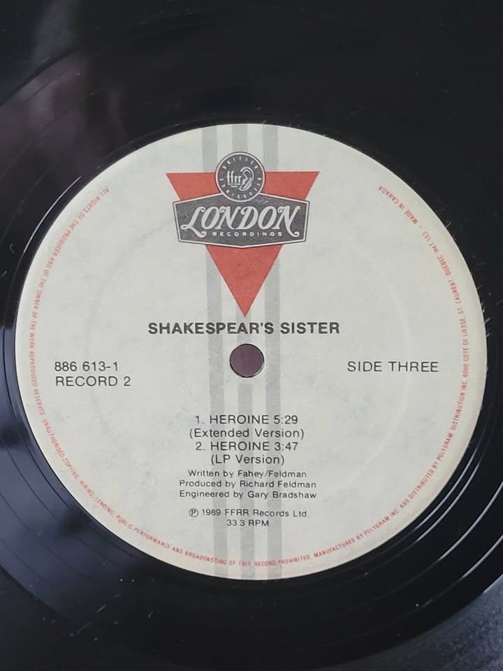 VINTAGE 1989, SHAKESPEAR'S SISTER, HEROINE 12" E.P.!!!