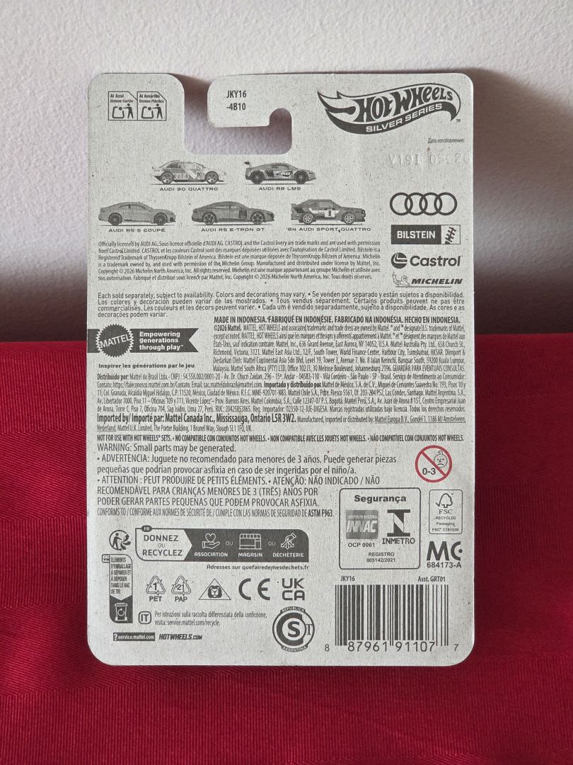 2026 HOT WHEELS, SILVER SERIES, AUDI R8 LMS, MINT IN THE PACKAGE!!!