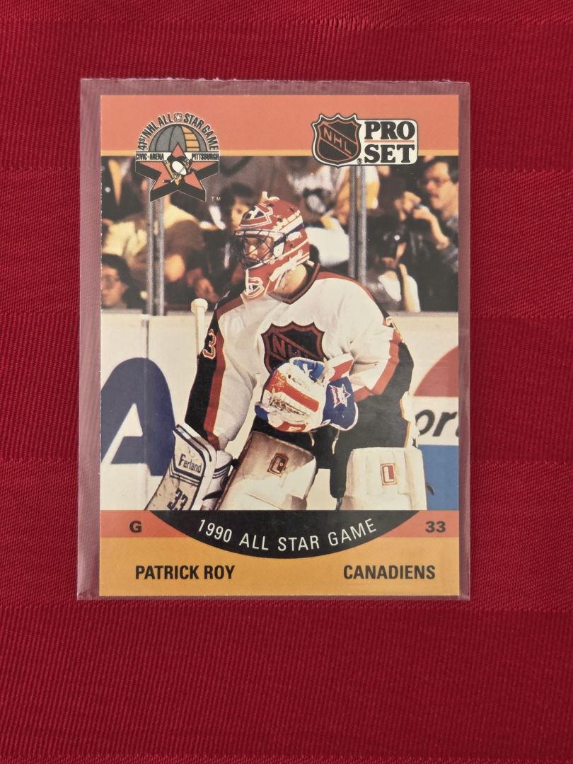 1990 NHL PRO SET, PATRICK ROY, 1990 ALL STAR HOCKEY GAME, HOCKEY CARD, STILL SEALED!!!