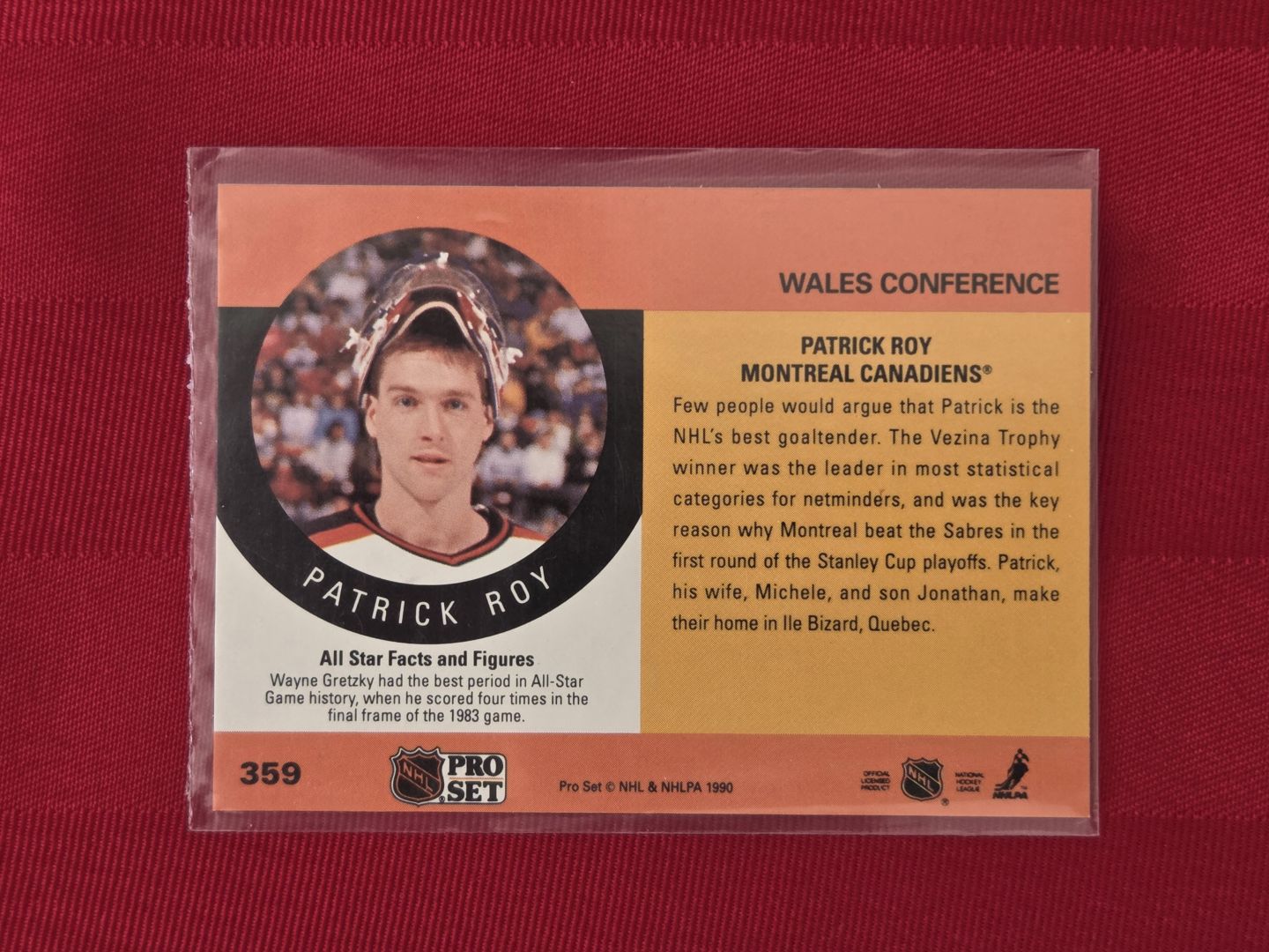 1990 NHL PRO SET, PATRICK ROY, 1990 ALL STAR HOCKEY GAME, HOCKEY CARD, STILL SEALED!!!